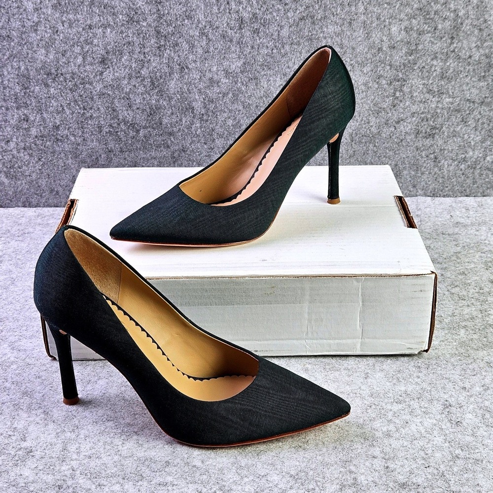 Nicola Bathie x Antonio Melani Forest Green Ribbed Pointed Toe Pumps Heels 8.5M